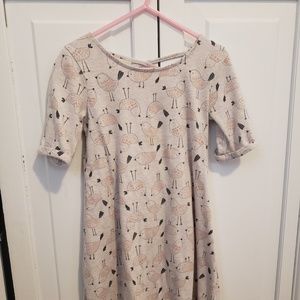 Girls Beige and navy bird dress